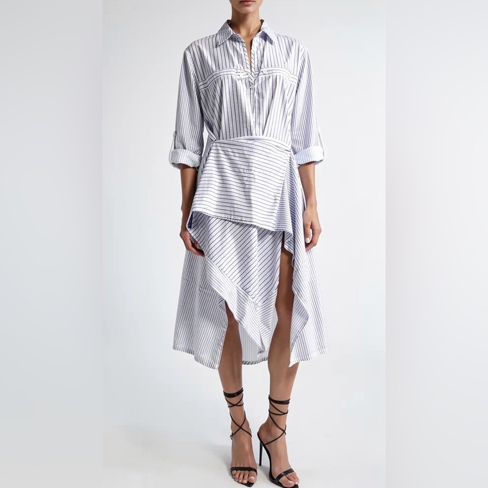 Stylenanda Deconstructed Asymmetric Striped Shirtdress Free Size